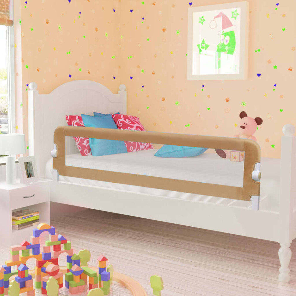 vidaXL Toddler Safety Bed Rail Taupe 150x42cm Polyester Kids Nursery Rail