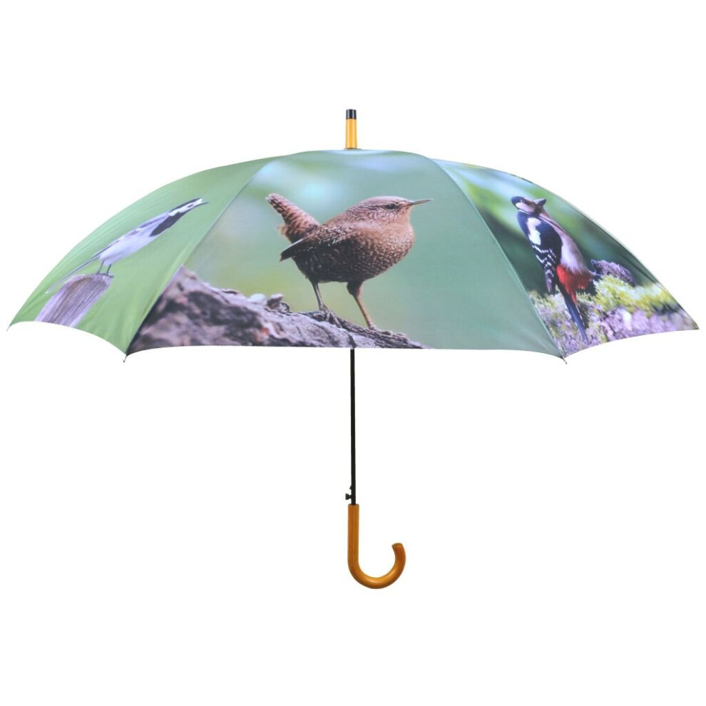 Vidaxl Esschert Design Umbrella Birds 120 Cm Dome Rain Parasol Wooden Handle Tp178