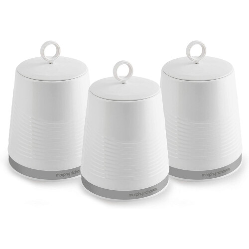 Morphy Richards 976005 Dune Kitchen Canisters, Tea Coffee Sugar, White