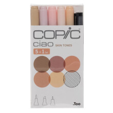 Copic Ciao Skin Tones Set - 5 Double Ended Markers + 1 Multiliner Pen