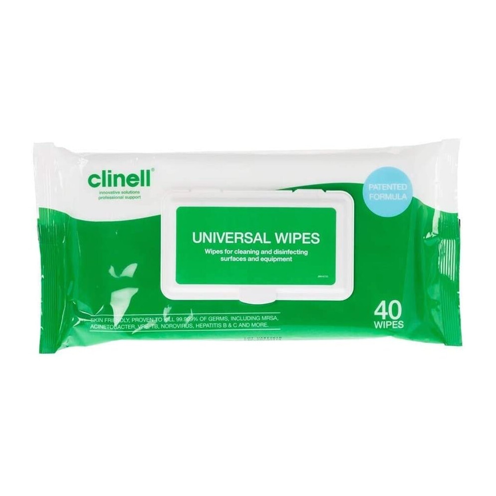 Clinell Universal 40 Wipes For Cleaning And Disinfecting Hands Surface And Equipment