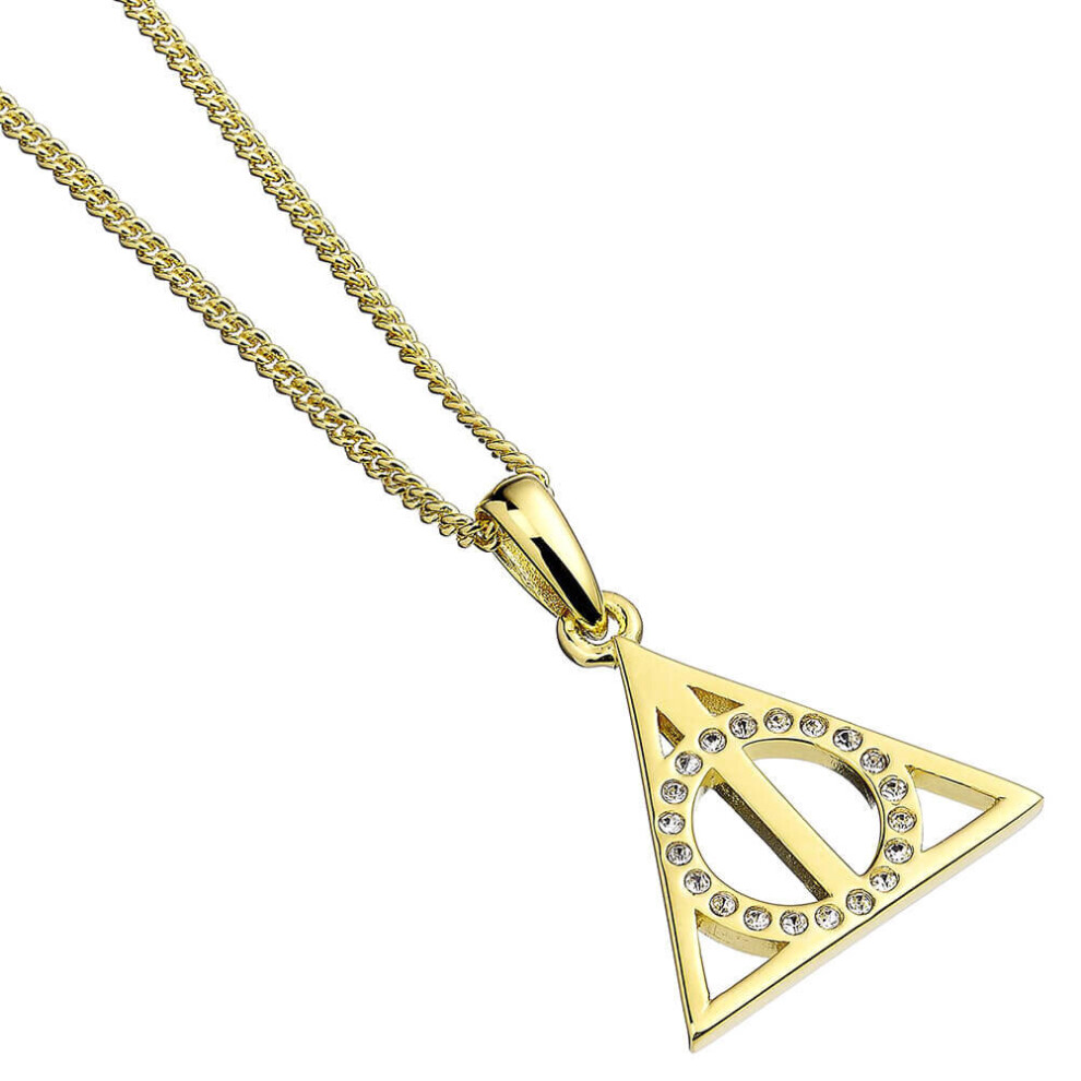 Deathly Hallows Gold Plated Sterling Silver Necklace with Swarovski Crystals