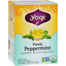 Yogi Tea, Menthe Poivrée Pure, Sans Caféine, 16 Sachets de Thé, 0,85 oz (24 g)