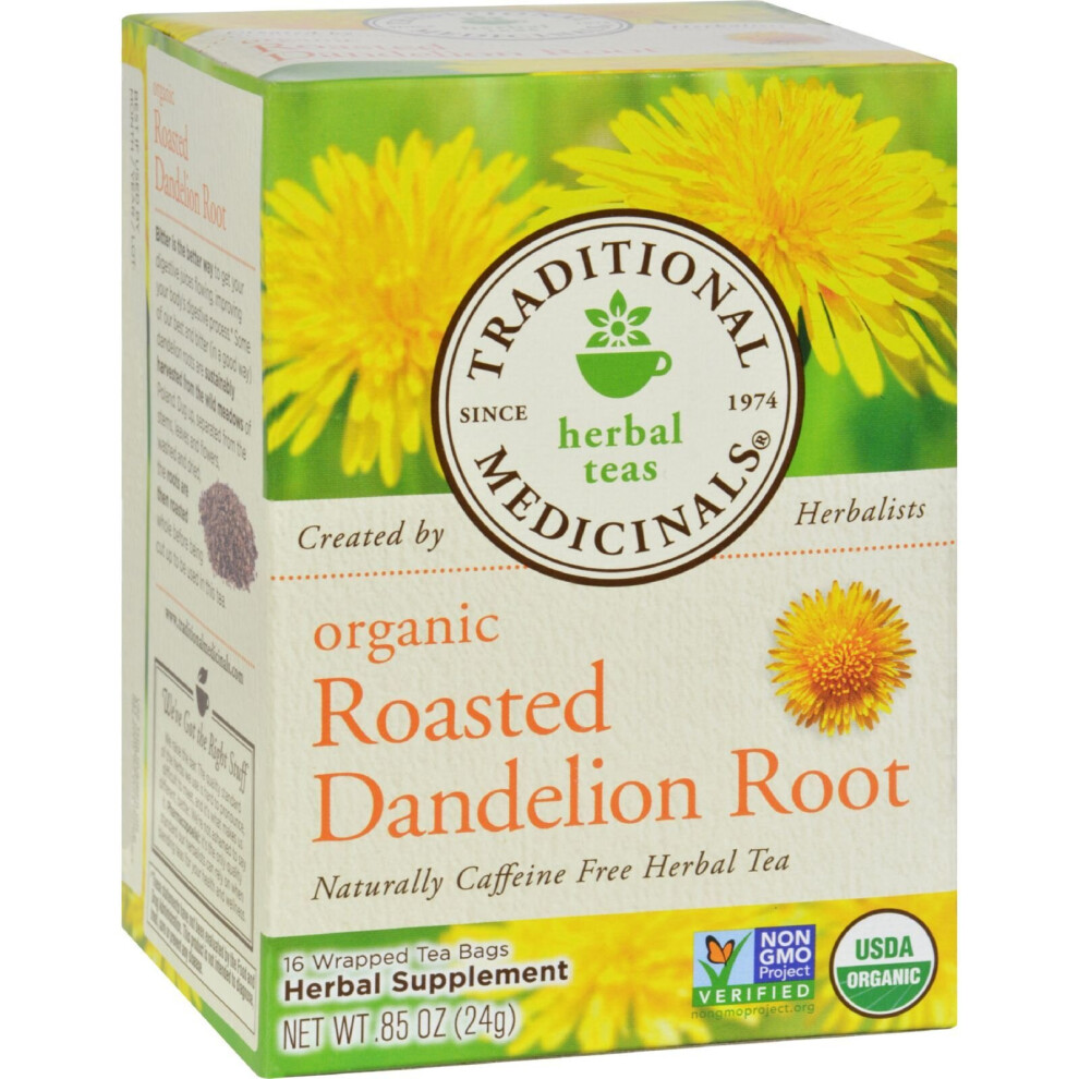 Traditional Medicinals Organic Roasted Dandelion Root Herbal Tea - 16 Tea Bags