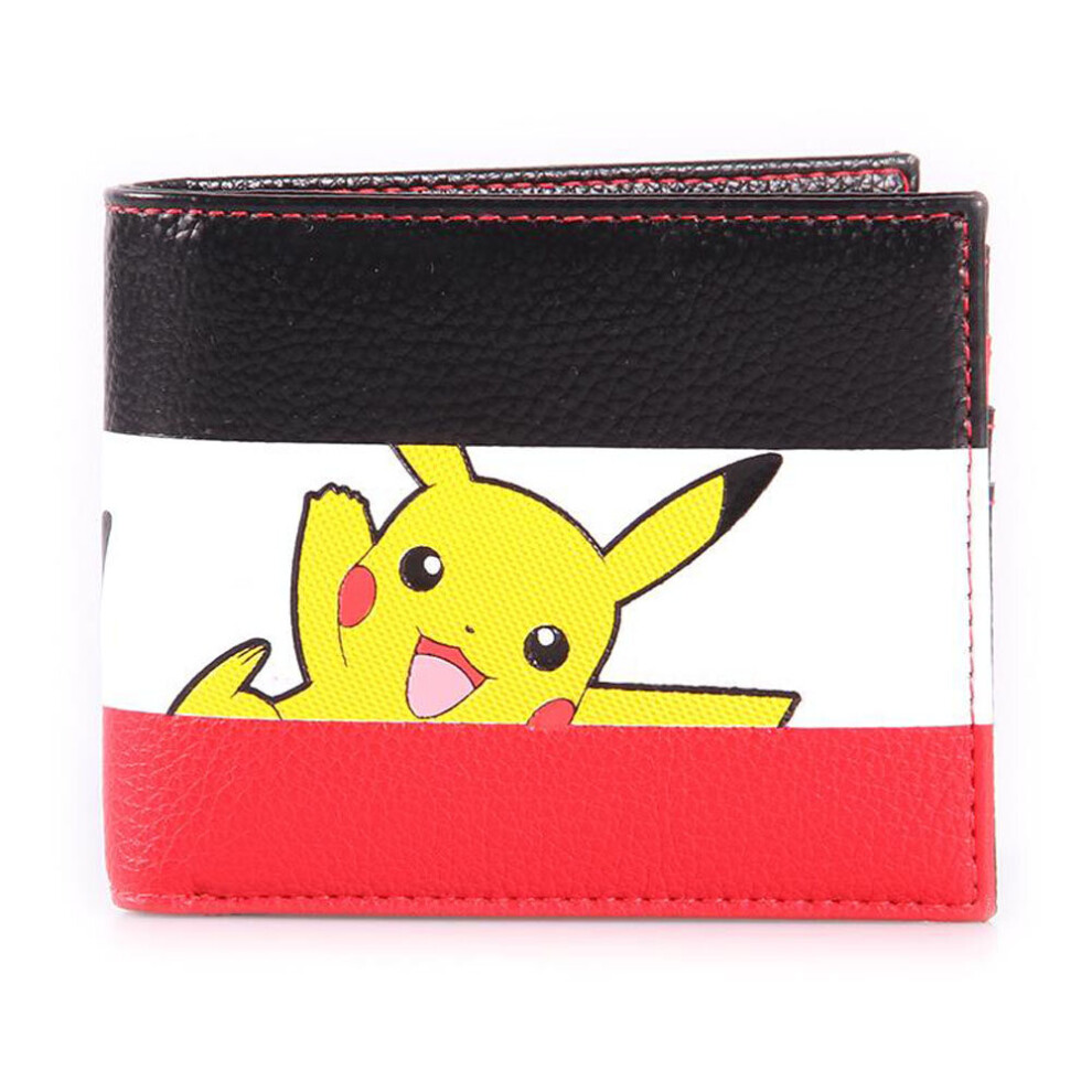 Pikachu Striped Tri-colour All-Over Print Bi-fold Wallet, Male, Multi-colour (MW574784POK)