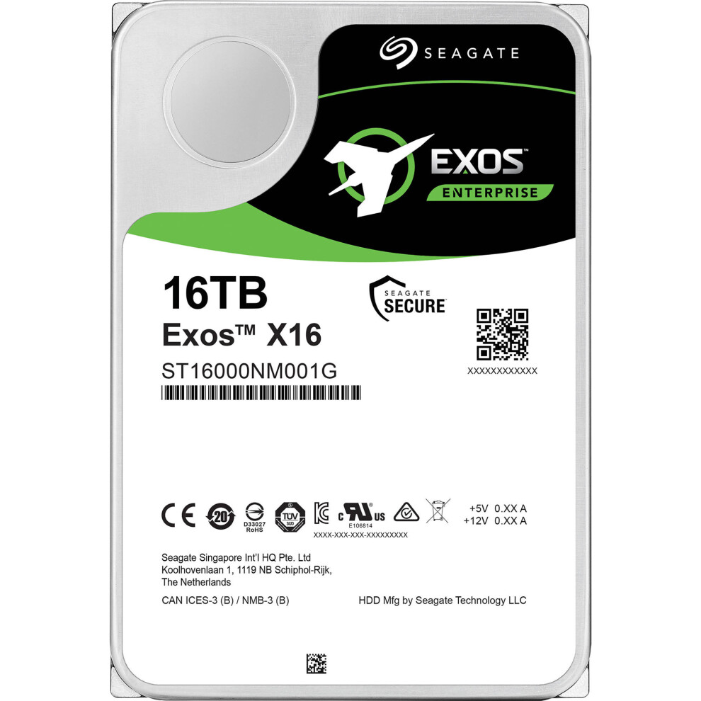 Seagate 16Tb Exos X16 7200 Rpm Sata Iii 3.5" Internal Hdd