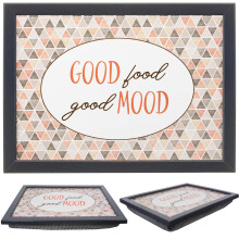 (Good Food Good Mood) GEEZY Large Wooden Bean Bag Cushioned Lap Tray - 44 x 34cm