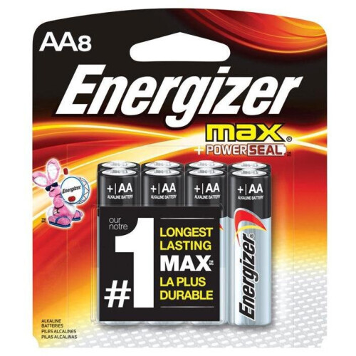 Energizer MAX Alkaline Batteries, AA, 8 Batteries/Pack