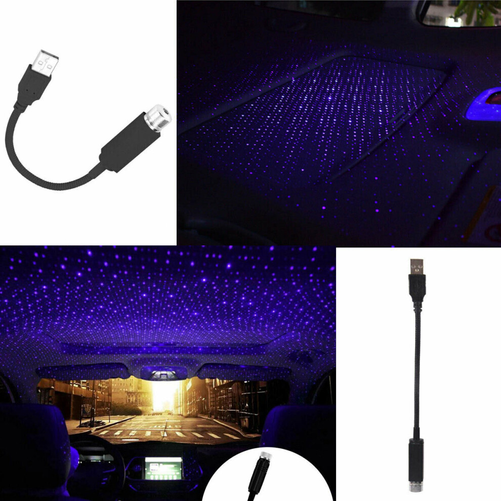 Plug and Play Car and Home Roof Blue Star Lights Projector Ceiling Romantic USB Night Light Starry Sky Atmosphere Ambient
