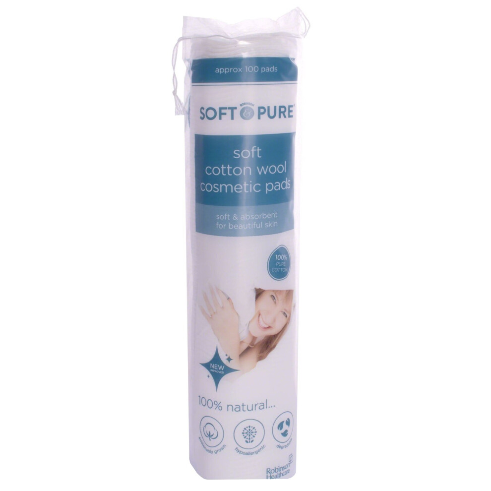 Robinson Healthcare Soft & Pure Round Cosmetic Pads, Pack Of 200