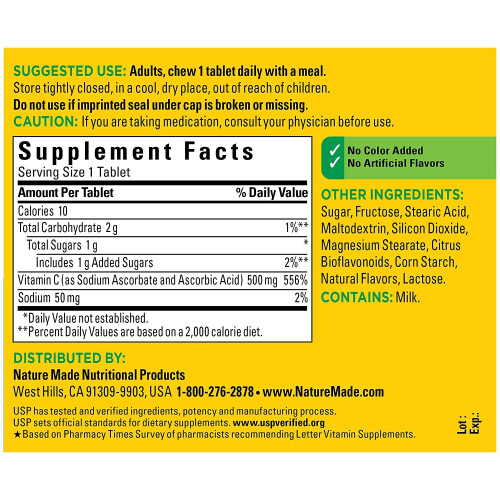 Nature Made Nature Made, Βιταμίνη C Chewable, Orange, 500 mg, 60 Tablets 2