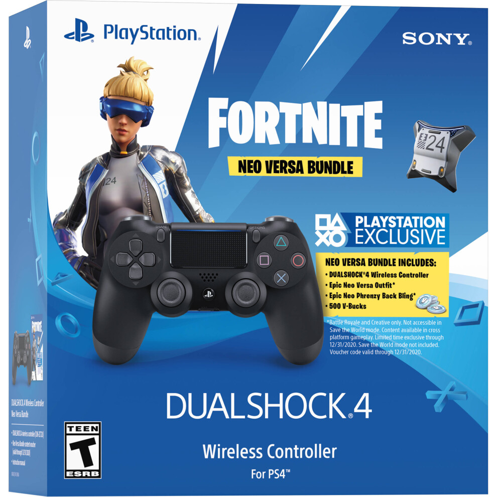 Sony Fortnite Neo Versa Dualshock 4 Wireless Controller Bundle (Jet Black)