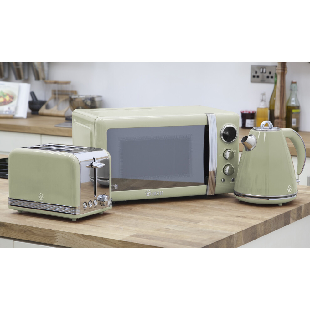 (Green) Swan Retro Kitchen Triple Pack | Includes Toaster, Kettle & Microwave