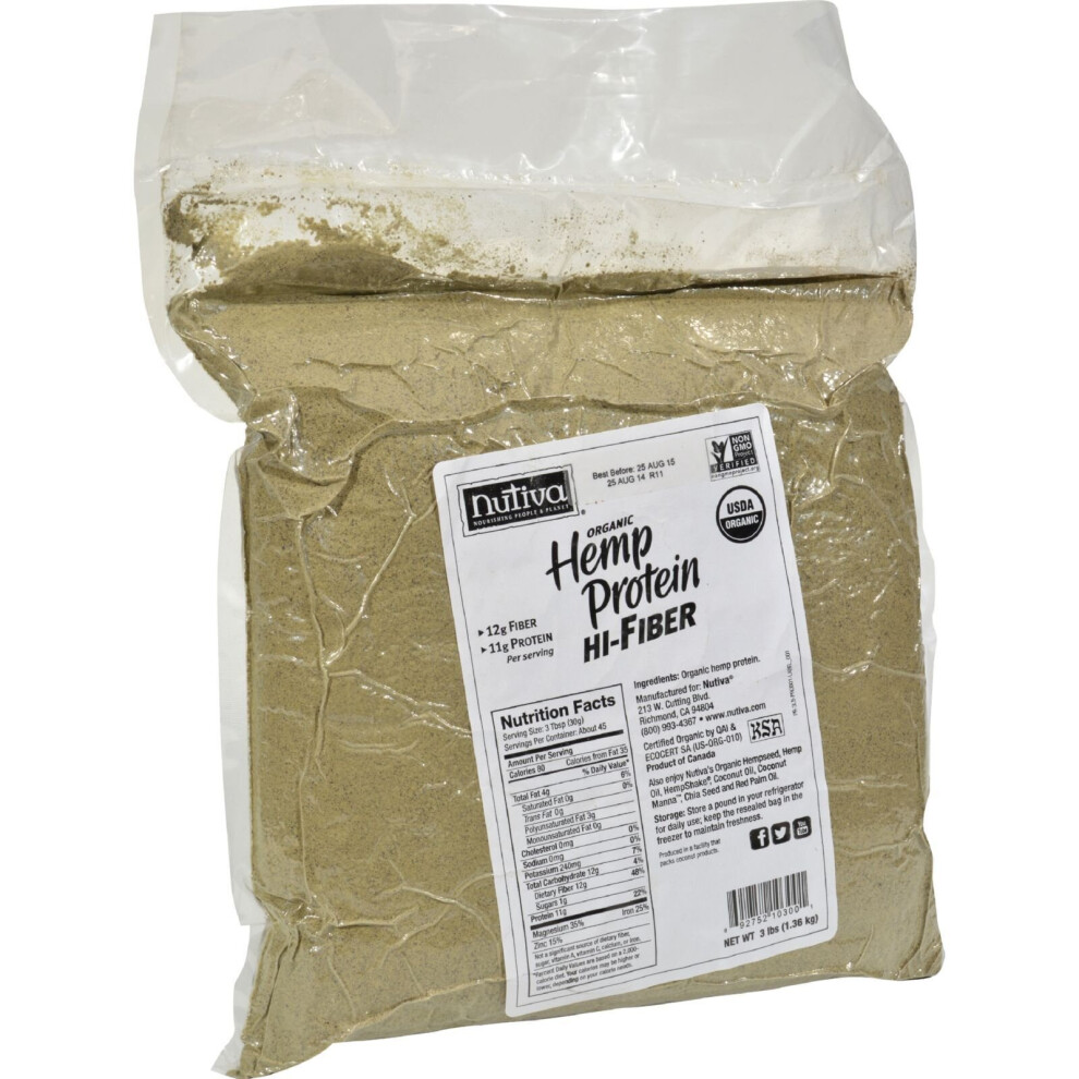 Nutiva Organic Hemp Protein Hi-Fiber - 3 lbs