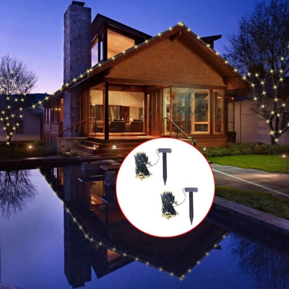 vidaXL 2x LED Solar String Lights Warm White Holiday Christmas Decor Lamps