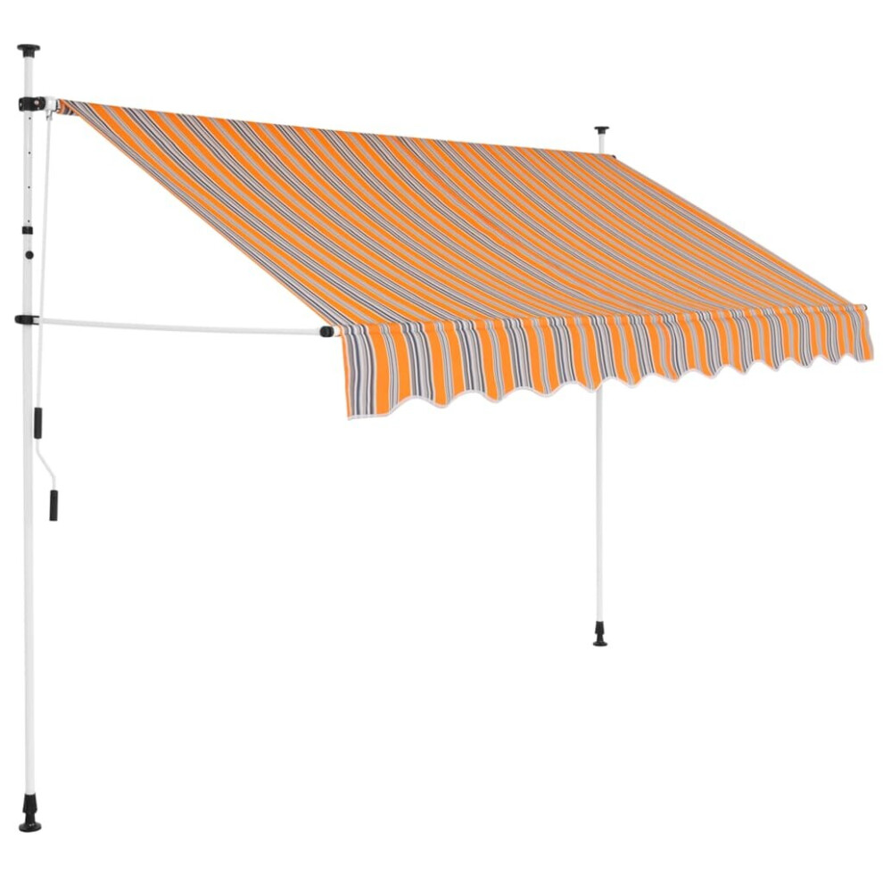 vidaXL Manual Retractable Awning 300cm Yellow and Blue Stripes Window Canopy