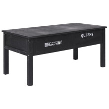 vidaXL Wooden Coffee Table 2 Drawers with Metal Handles Black Couch Table