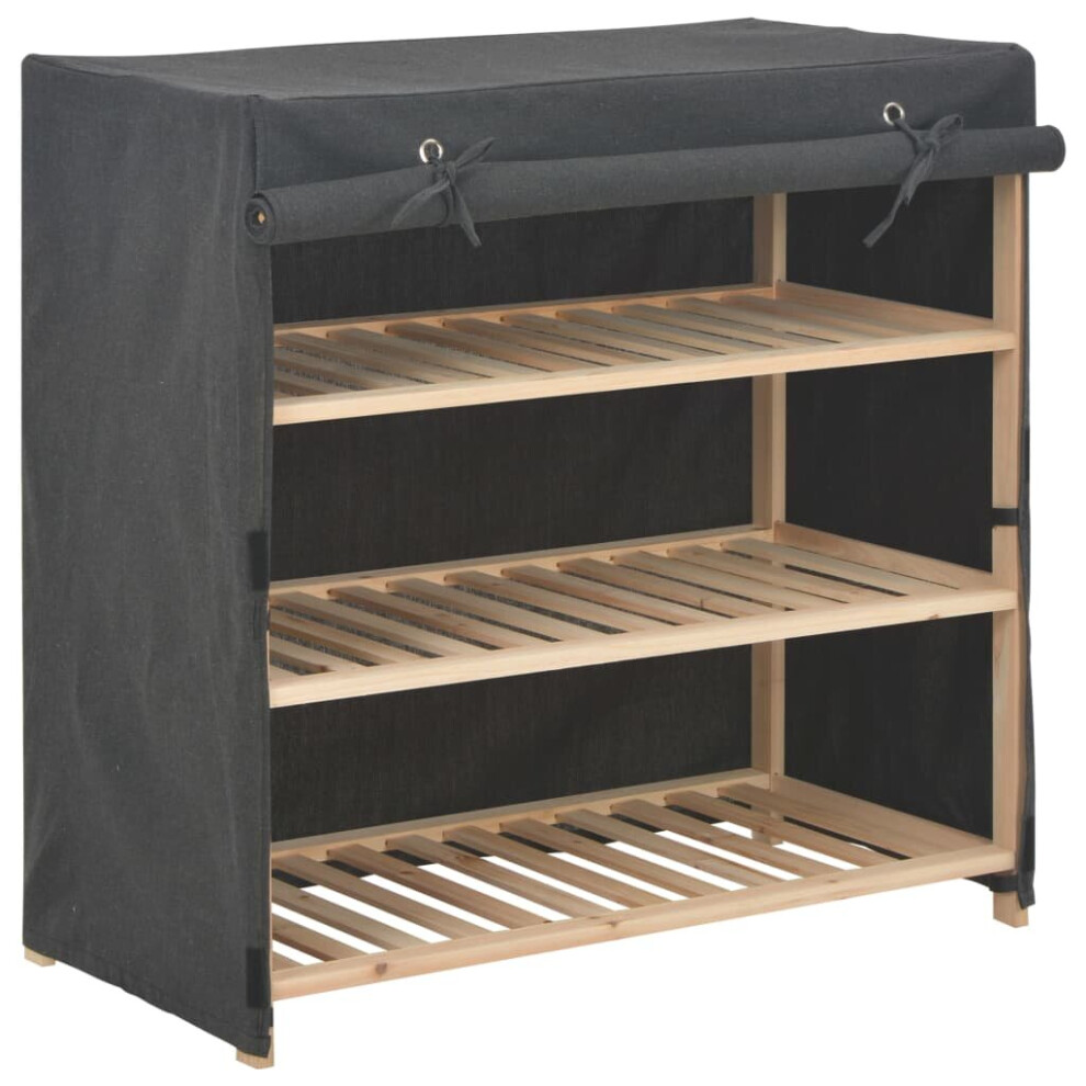 Vidaxl Shoe Cabinet With Cover Fabric Footwear Storage Rack Organiser Grey