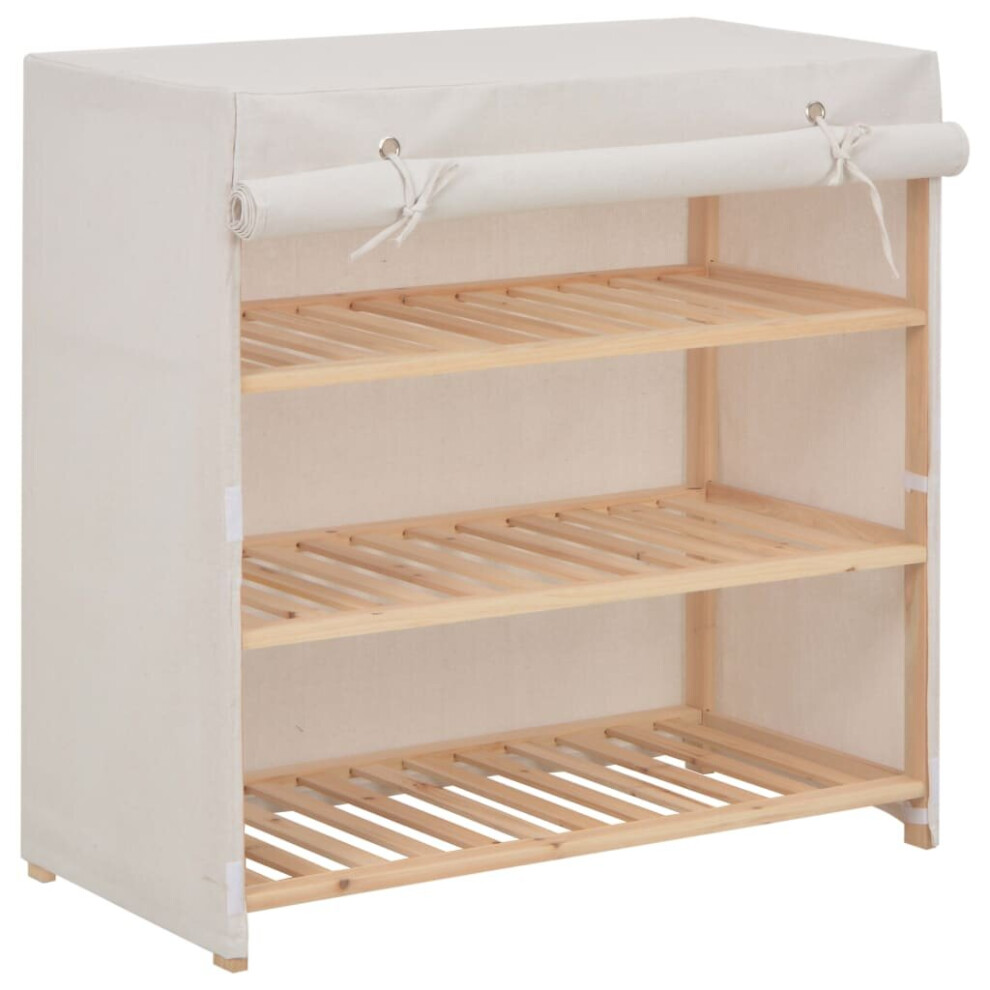 Vidaxl Shoe Cabinet With Cover Fabric Footwear Storage Rack Organiser White