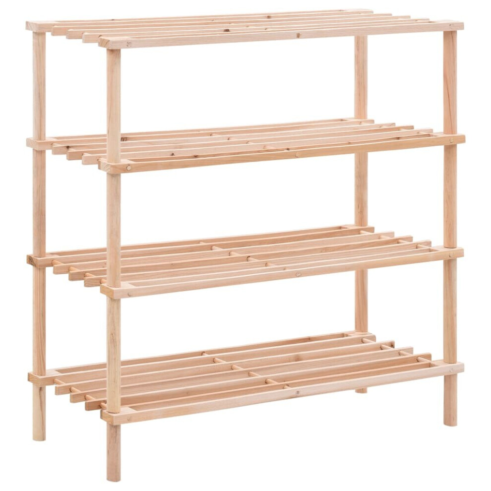 Vidaxl Solid Fir Wood 4-Tier Shoe Rack Footwear Organiser Storage Holder Stand