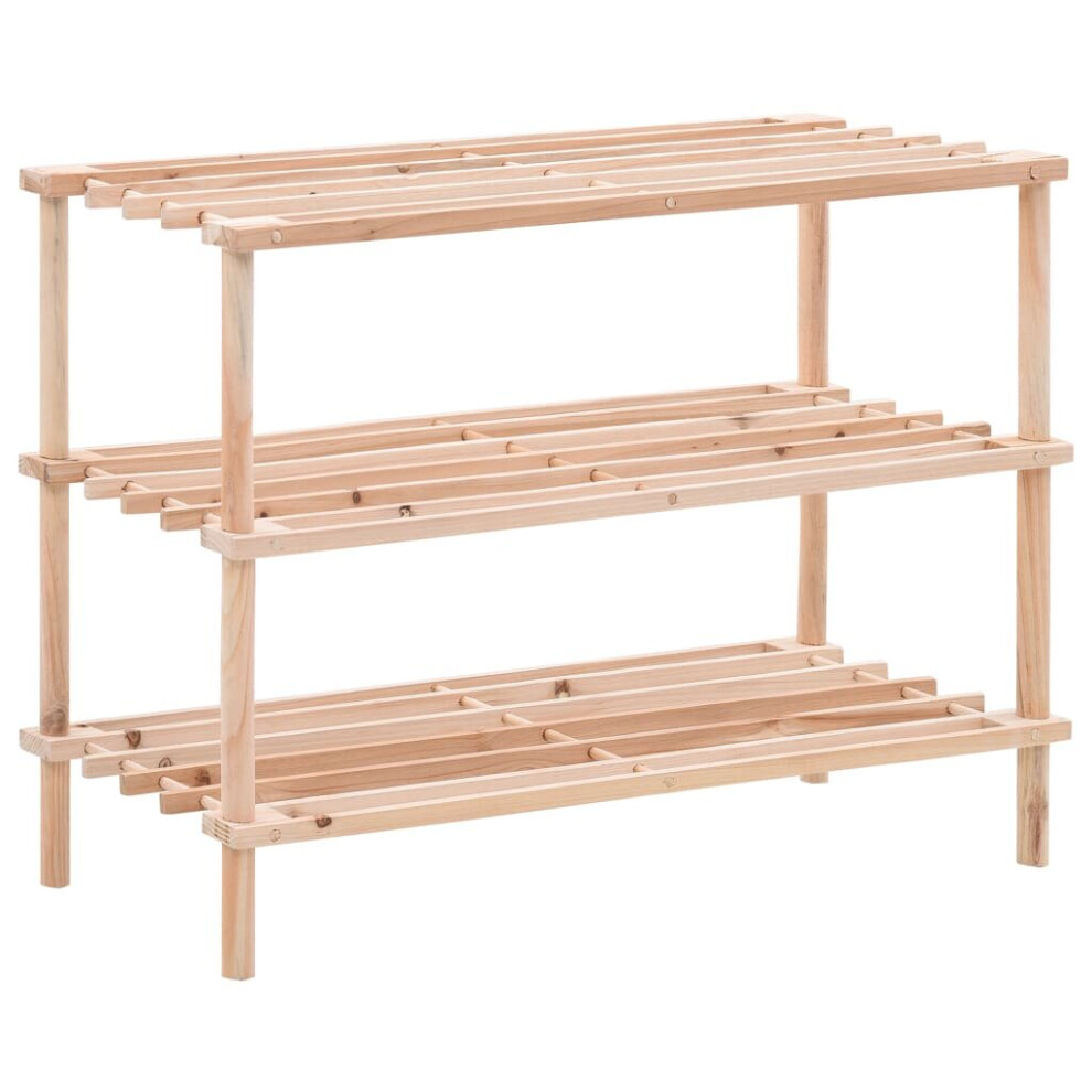 Vidaxl Solid Fir Wood 3-Tier Shoe Rack Footwear Organiser Storage Holder Stand