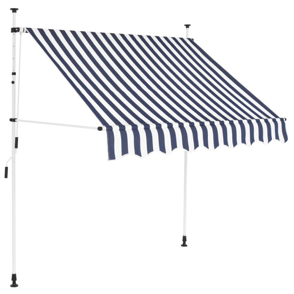 vidaXL Manual Retractable Awning 200cm Blue and White Stripes Window Canopy