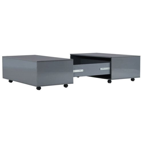 VidaXL vidaXL Coffee Table High Gloss Grey Home Couch Table Storage Tea Side Stand 2