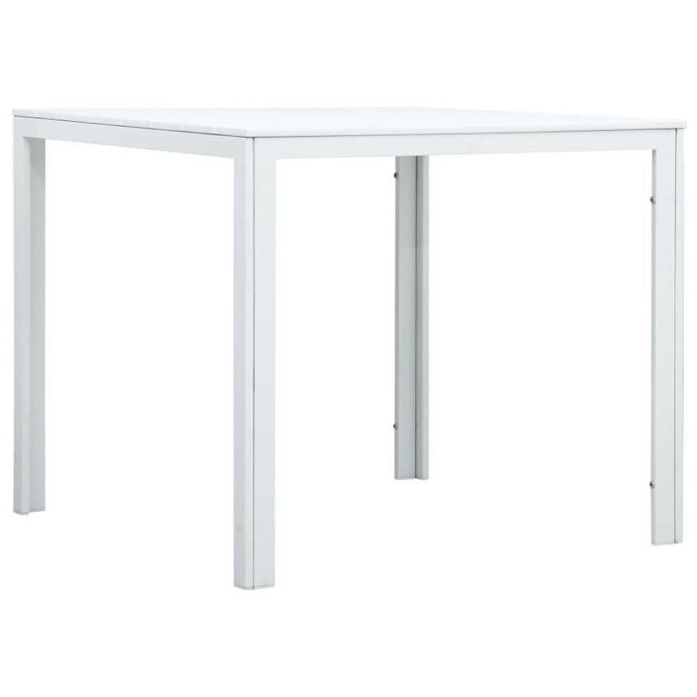 vidaXL Coffee Table White HDPE Wood Look Garden Backyard Outdoor Furniture