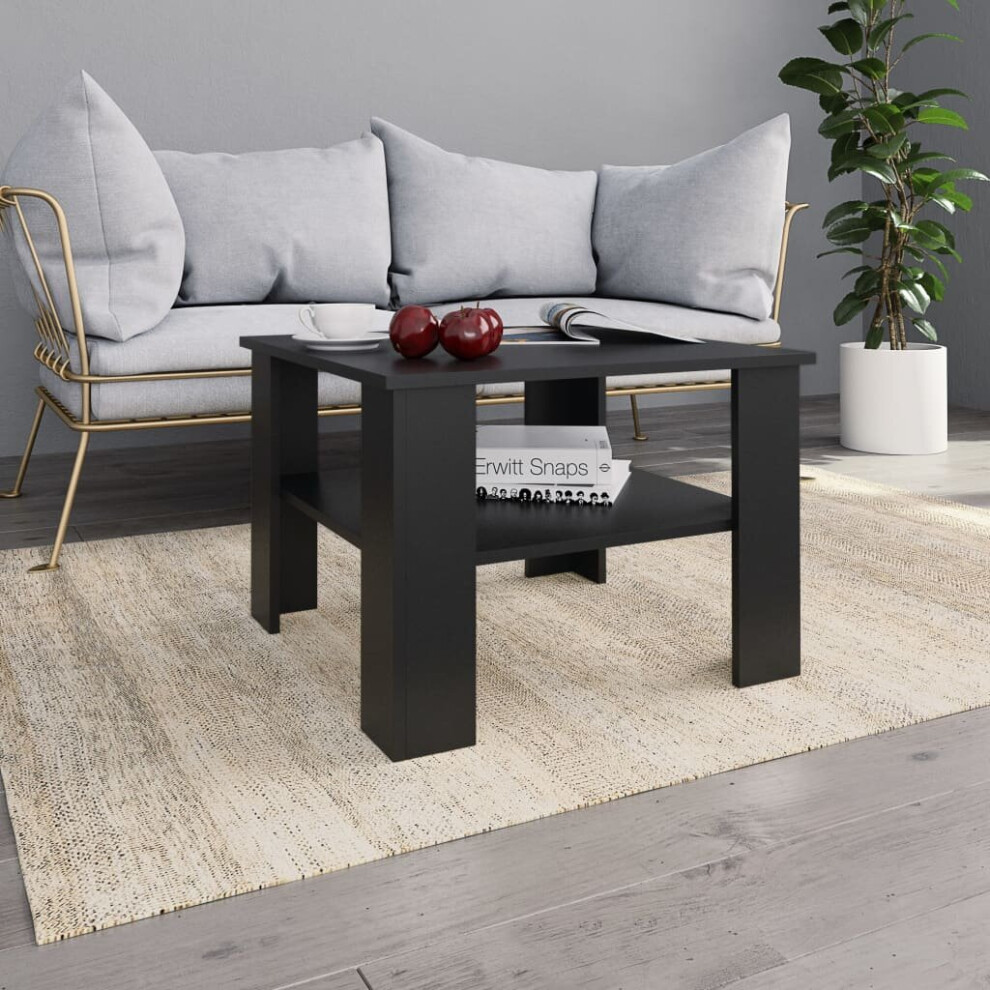 vidaXL Coffee Table Black Chipboard Couch Side Dining Telephone Small Table