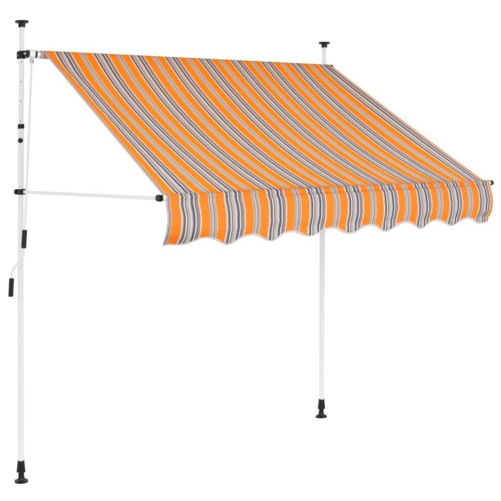 vidaXL Manual Retractable Awning 200cm Yellow and Blue Stripes Window Canopy