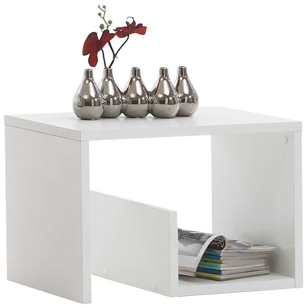 FMD Coffee Table 2-in-1 White Home Living Room Furniture Tea End Side Tables