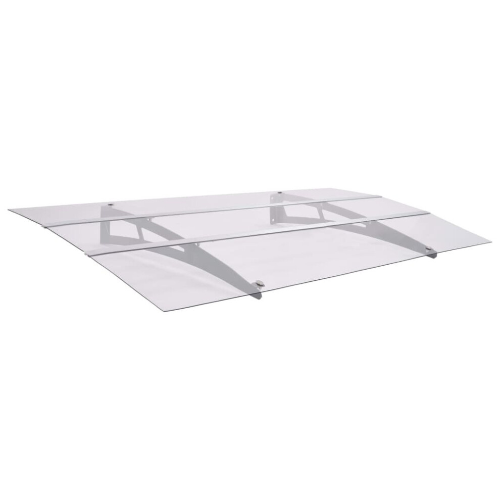 Vidaxl Door Canopy Silver And Transparent 150X90 Cm Pet Outdoor Awning Shelter