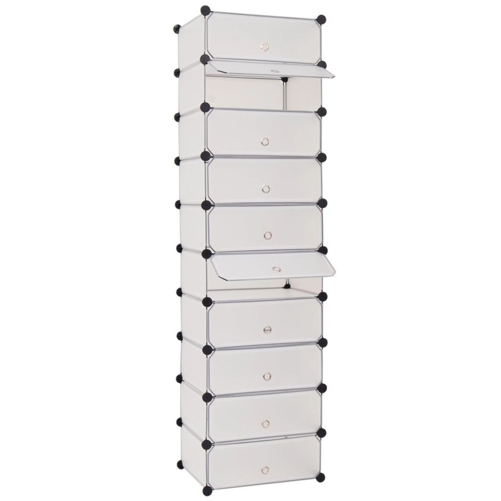 Vidaxl Interlocking Shoe Organiser With 10 Compartments Footwear Rack White
