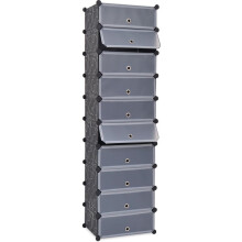 vidaXL Interlocking Shoe Organiser with 10 Compartments Black Footwear Rack