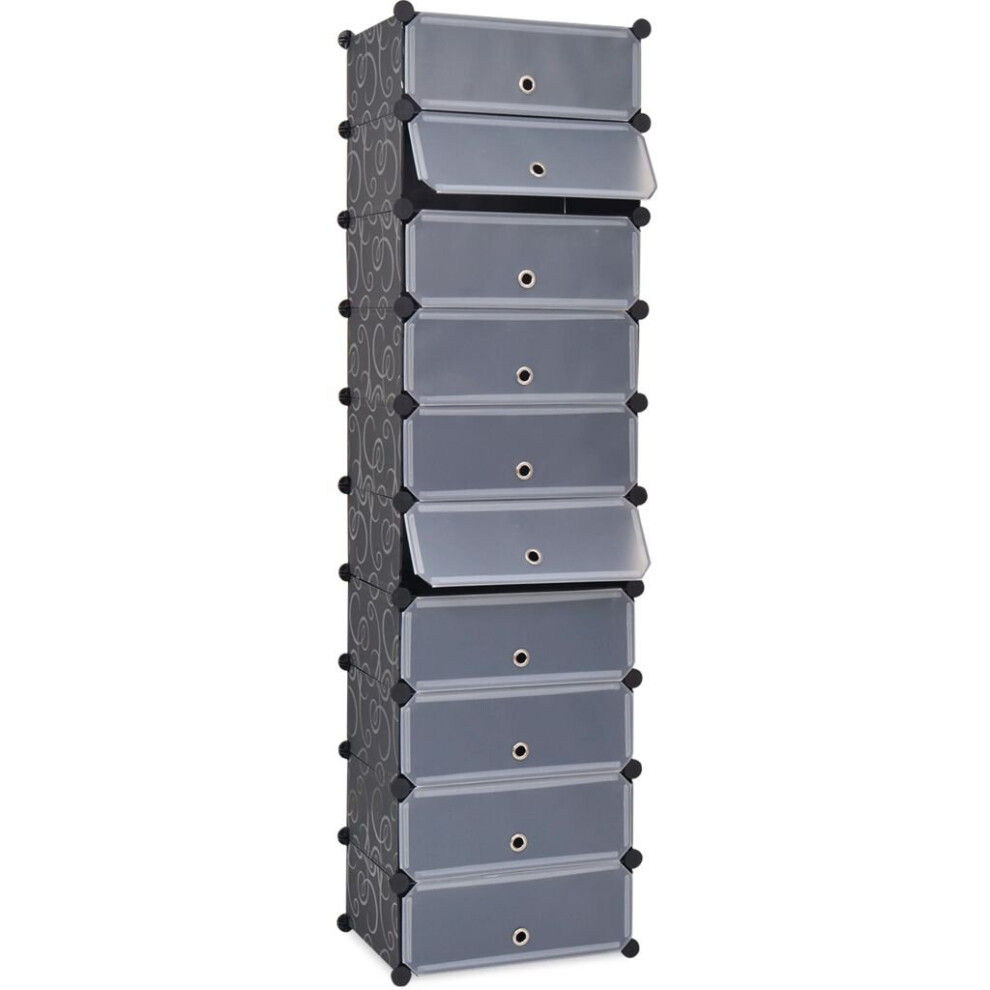 Vidaxl Interlocking Shoe Organiser With 10 Compartments Footwear Rack Black
