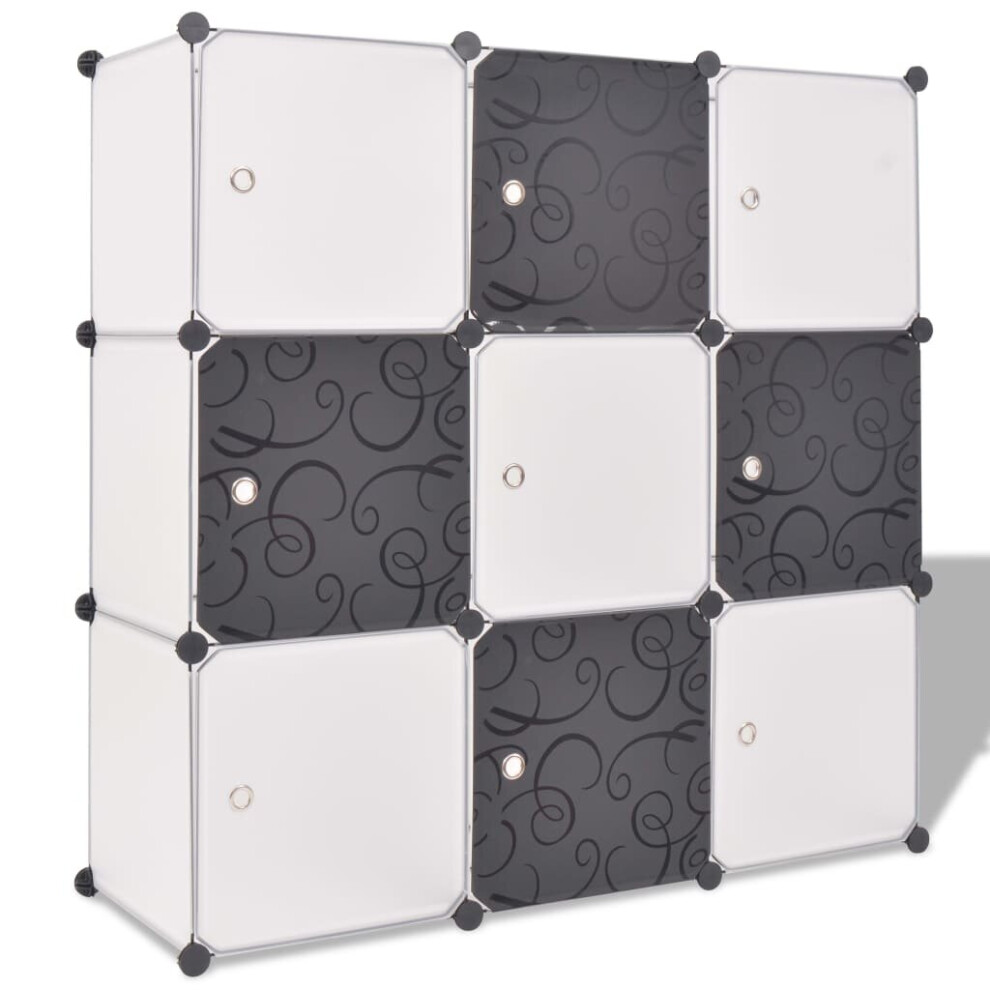 vidaXL Storage Cube Organiser with 9 Compartments Black and White Shoe Rack