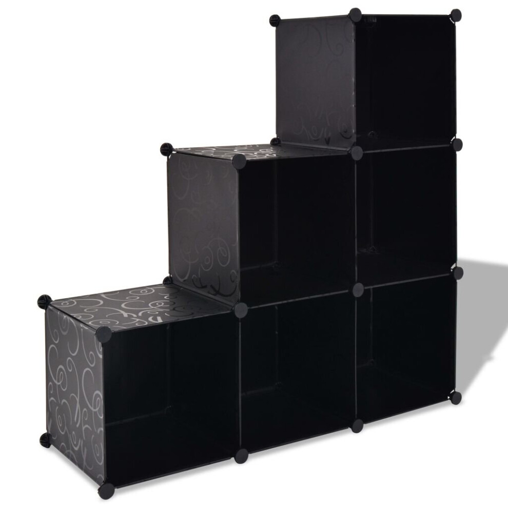 vidaXL Storage Cube Organiser with 6 Compartments Black Rack Display Unit