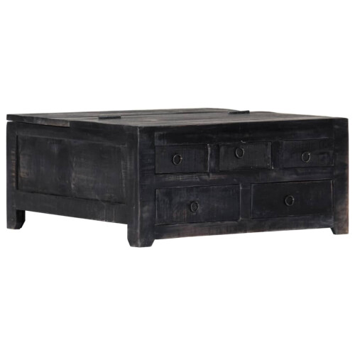 VidaXL vidaXL Solid Mango Wood Coffee Table Black 65cm Couch Table Living Room Table