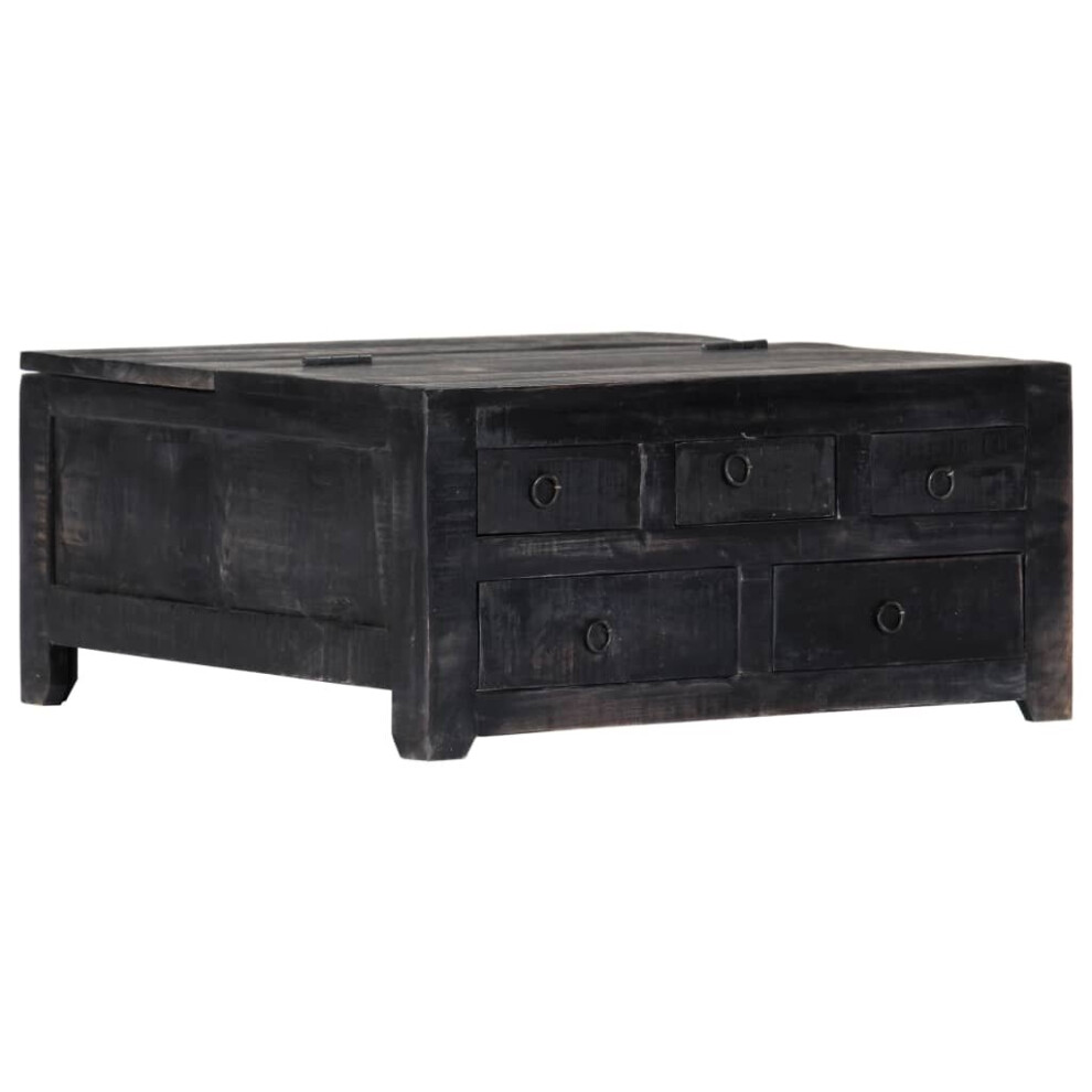 vidaXL Solid Mango Wood Coffee Table Black 65cm Couch Table Living Room Table