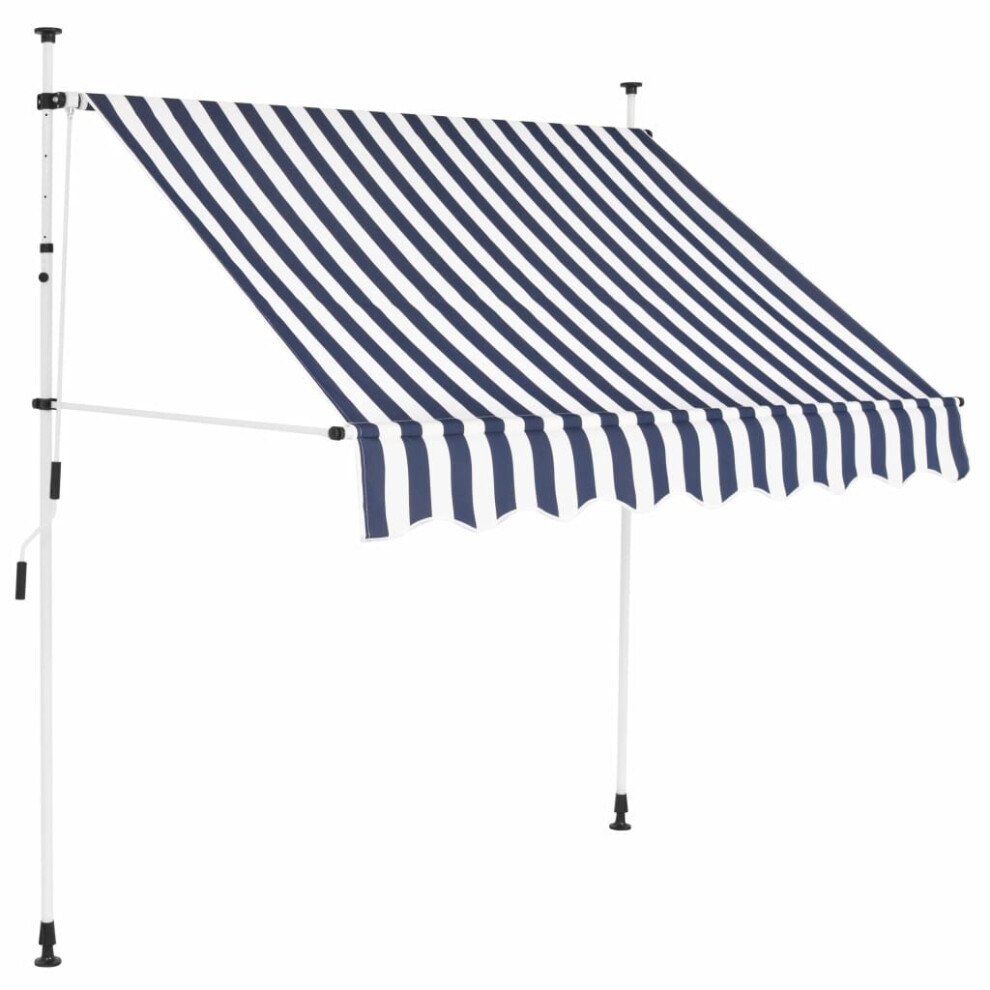 vidaXL Manual Retractable Awning 150cm Blue And White Stripes Window Canopy