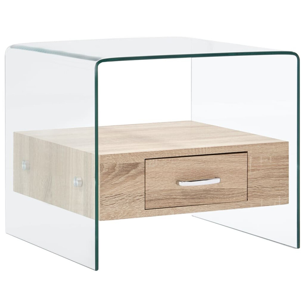 vidaXL Coffee Table with Drawer Tempered Glass Home Side Tea Stand Furniture