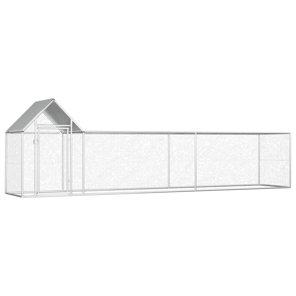Vidaxl Chicken Coop 5X1x1.5m Galvanised Steel Hen House Poultry Hutch Run Nest