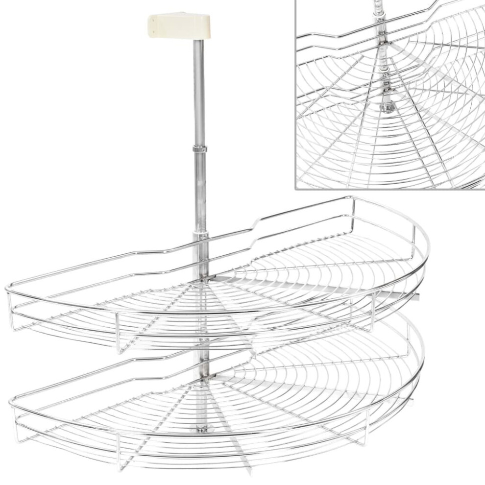 vidaXL 2-Tier Kitchen Wire Basket Silver 180 Degree 85x44x80cm Rack Holder