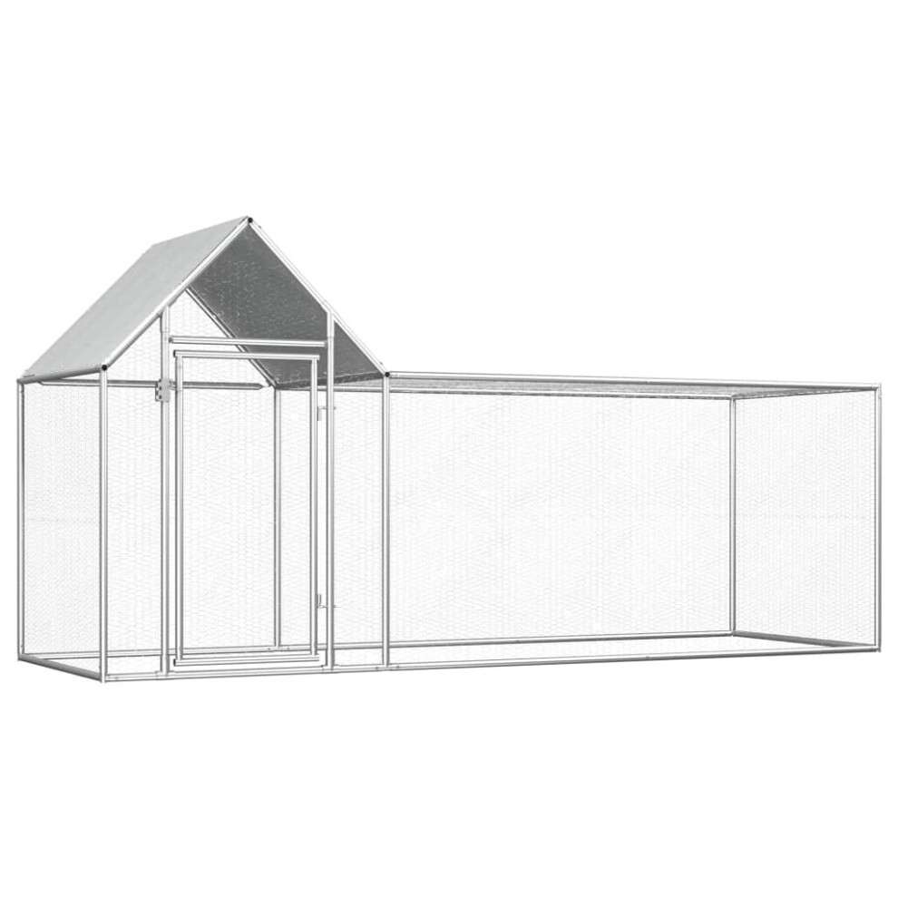 vidaXL Chicken Coop 3x1x1.5m Galvanised Steel Hen House Poultry Hutch Run Nest