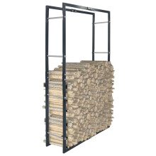 vidaXL Firewood Rack Black Steel Log Holders Stacker Organiser Shelf Unit