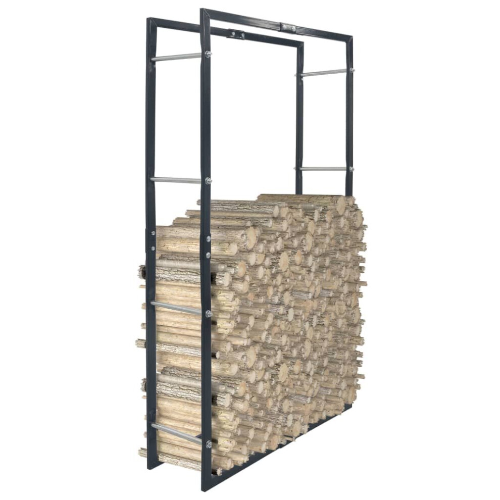 Vidaxl Firewood Rack Black Steel Log Holders Stacker Organiser Shelf Unit