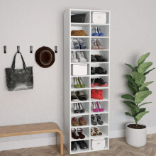 vidaXL Shoe Cabinet White Engineered Wood Shoe Rack Organiser Shelf Holder