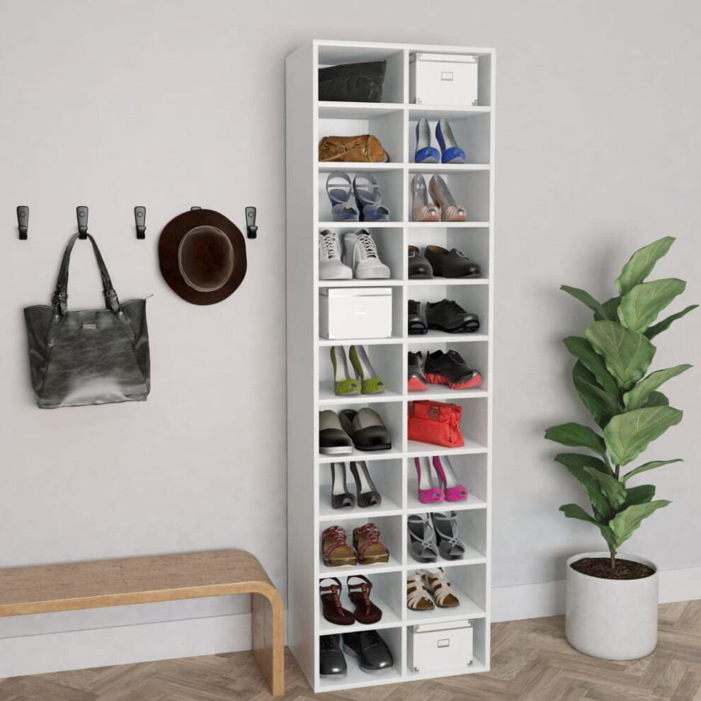 Vidaxl Shoe Cabinet White Engineered Wood Shoe Rack Organiser Shelf Holder
