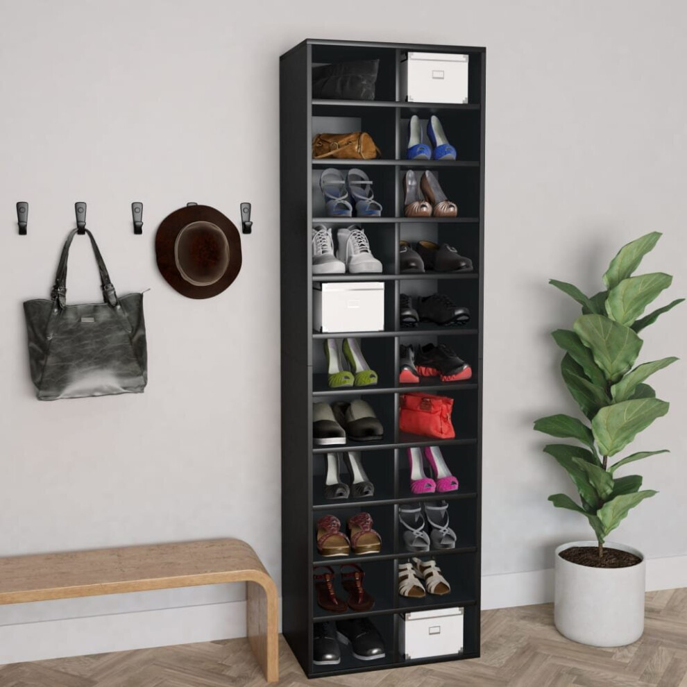 vidaXL Shoe Cabinet Black Chipboard Shoe Rack Organiser Shelf Stand Holder