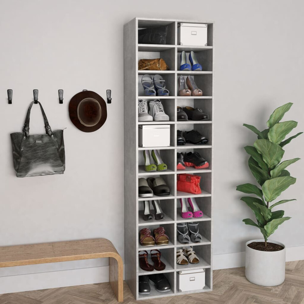 vidaXL Shoe Cabinet Concrete Chipboard Grey 54x34x183cm Shoe Shelf Organiser